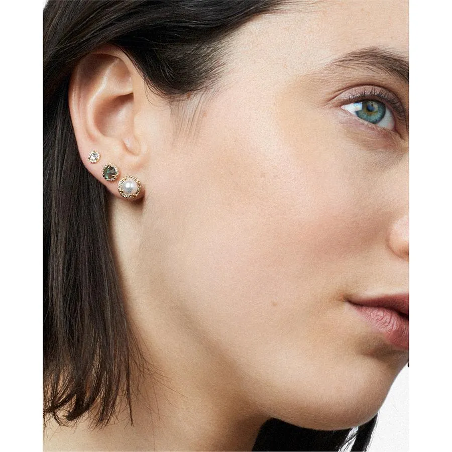 Rosette Stud Earring (Medium) - 14k Gold, Garnet & Champagne Diamonds