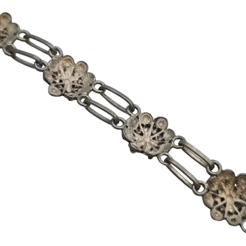 Traditional charro salamanca filigree earrings bracelet, 925 silver.