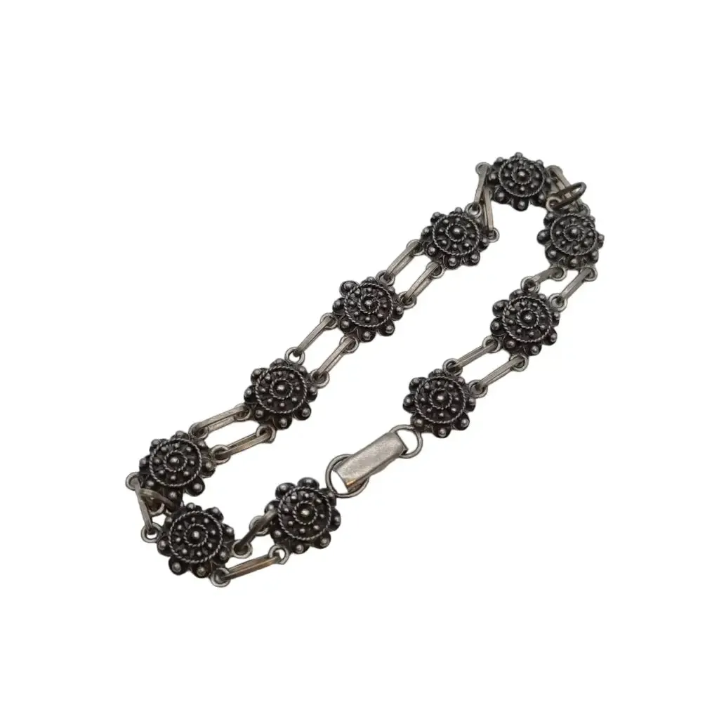 Traditional charro salamanca filigree earrings bracelet, 925 silver.