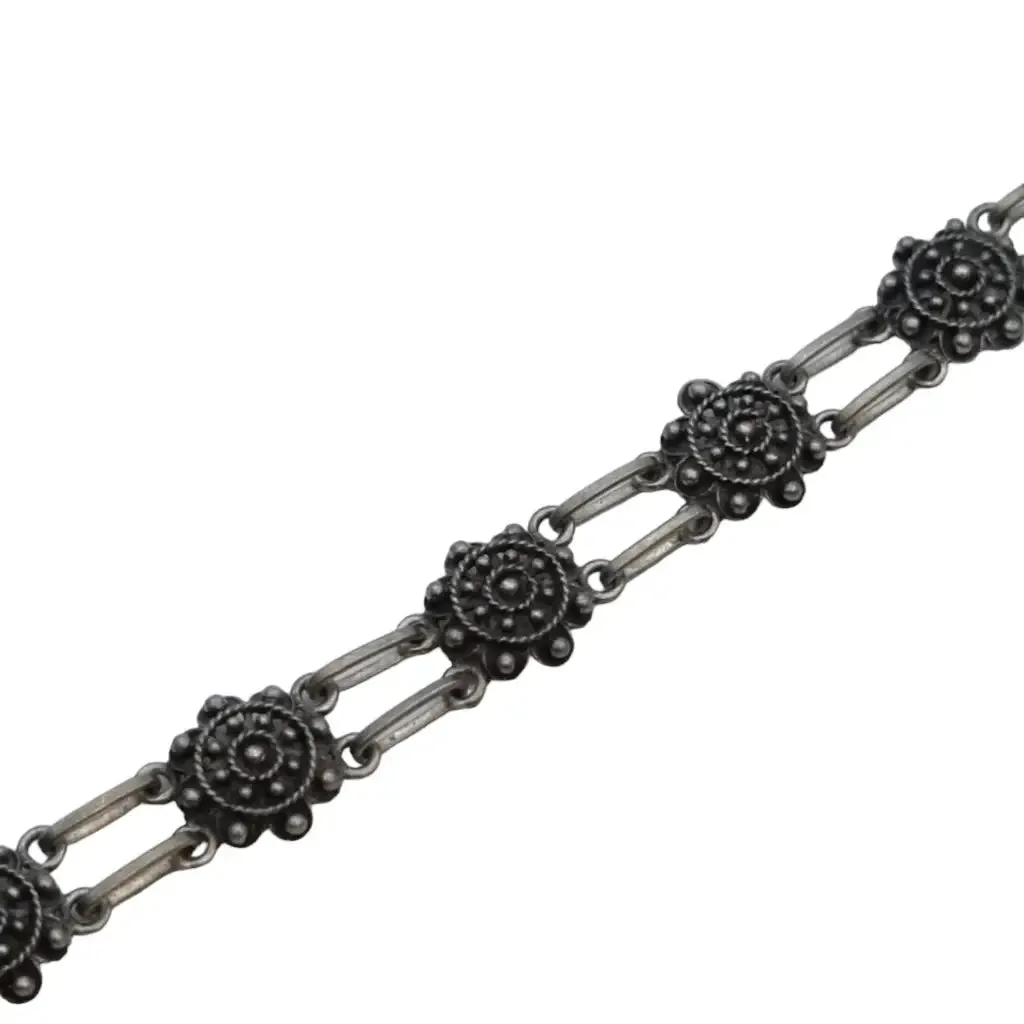 Traditional charro salamanca filigree earrings bracelet, 925 silver.