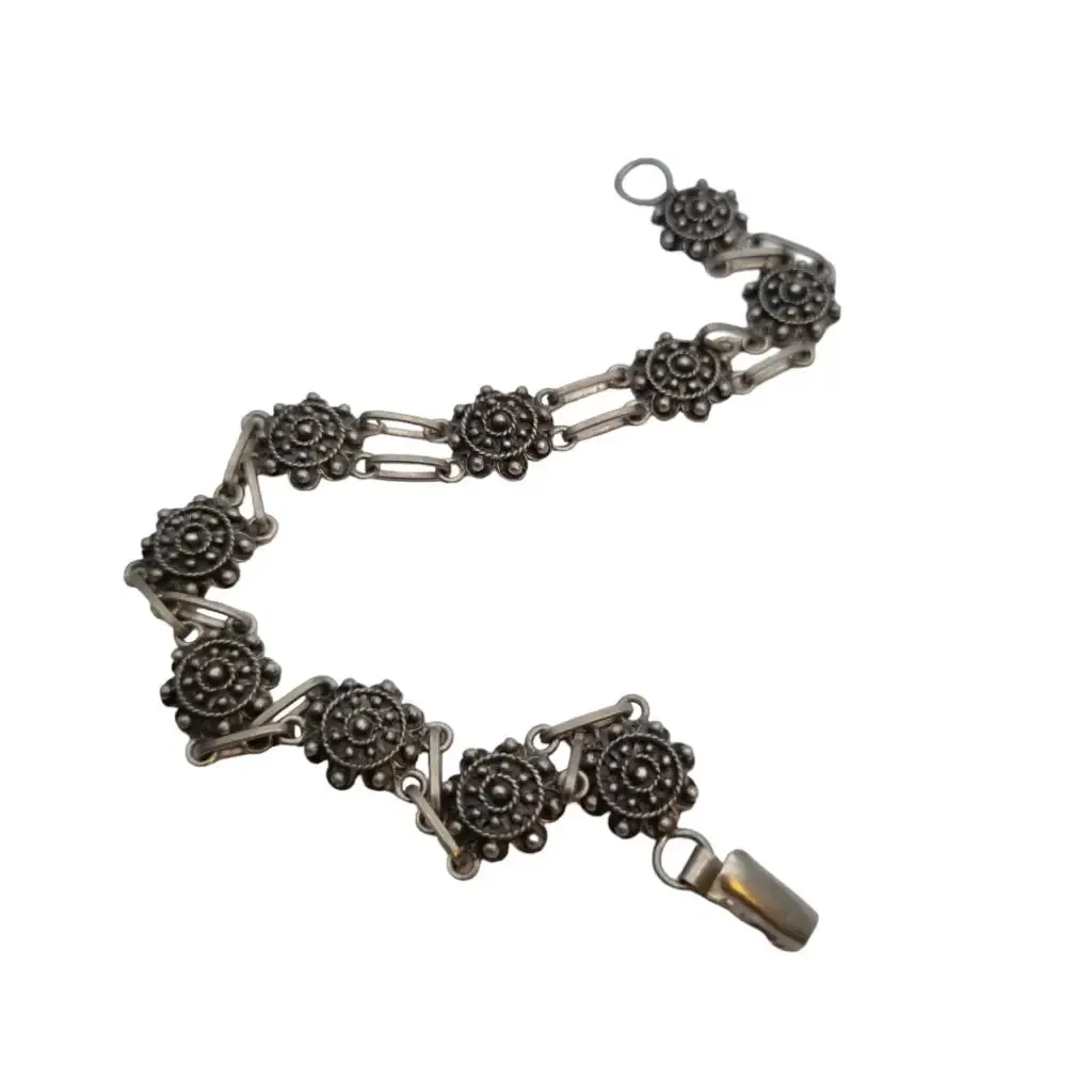Traditional charro salamanca filigree earrings bracelet, 925 silver.