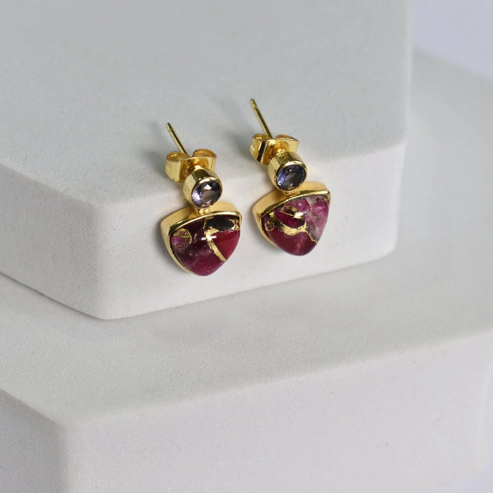 Triangle Drop Earrings - VER0009 Pink