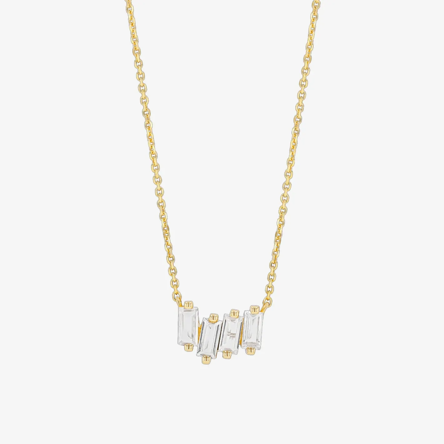 White Topaz Stone Step Necklace
