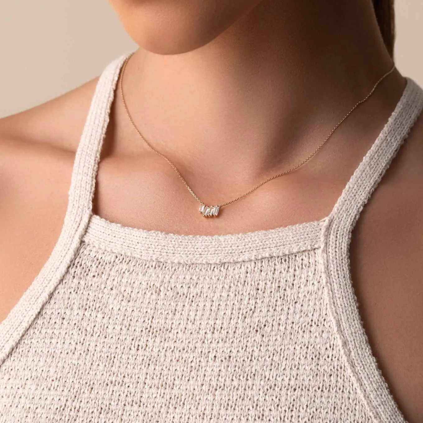 White Topaz Stone Step Necklace
